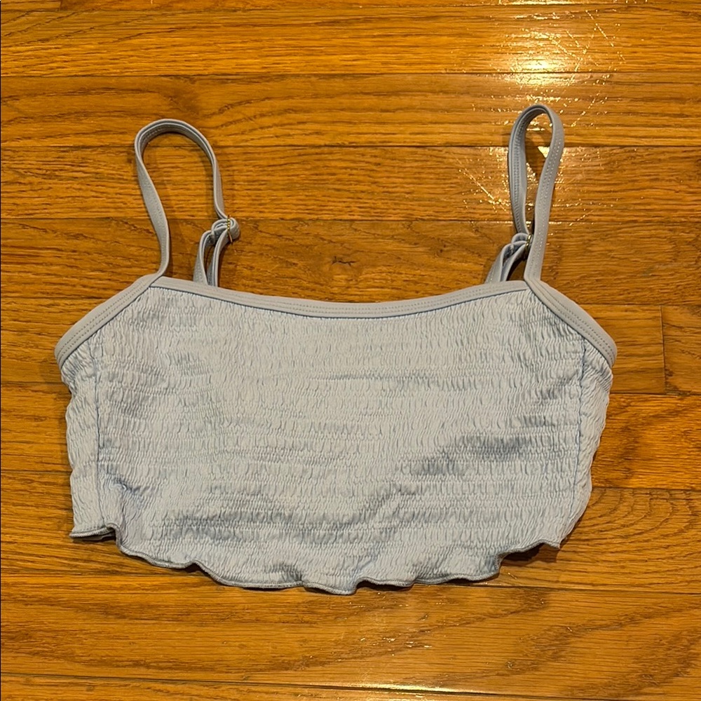 Light Blue Smocked Crop Top
